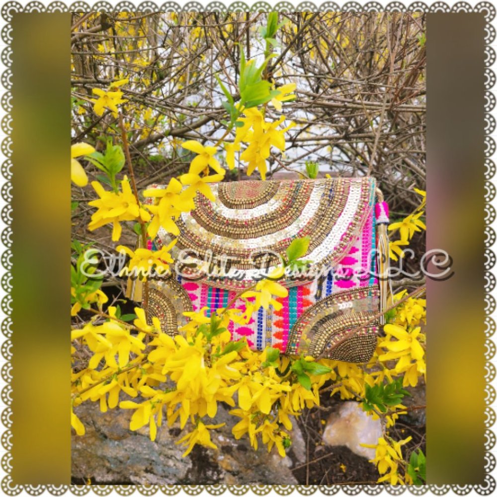 3️⃣2️⃣New boutique Handmade Banjara Jute Bag - Silver And Gold Leather S… - Picture 8 of 11